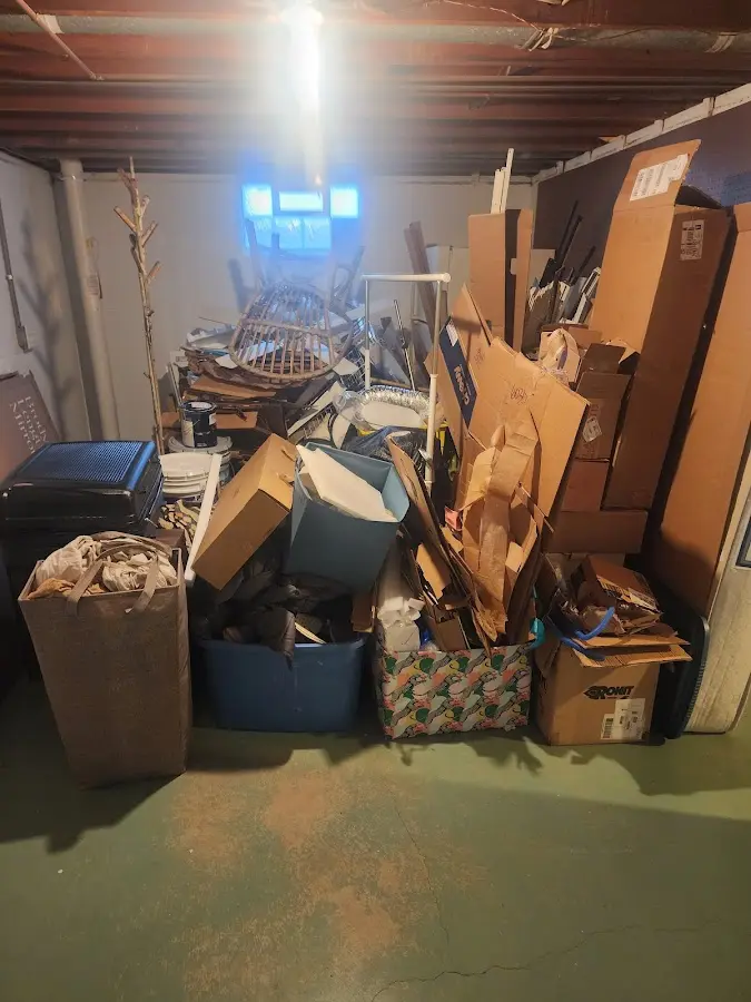 Roll-off dumpster container at job site for 6 Yard Dumpster Rental in North East